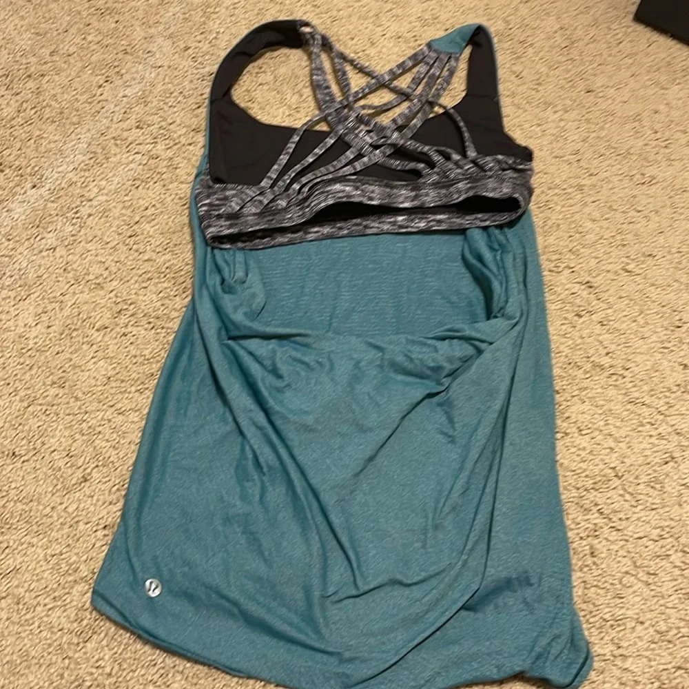 Lululemon wild tank heather forage teal dramatic static white black Sz 6 - Picture 3 of 6